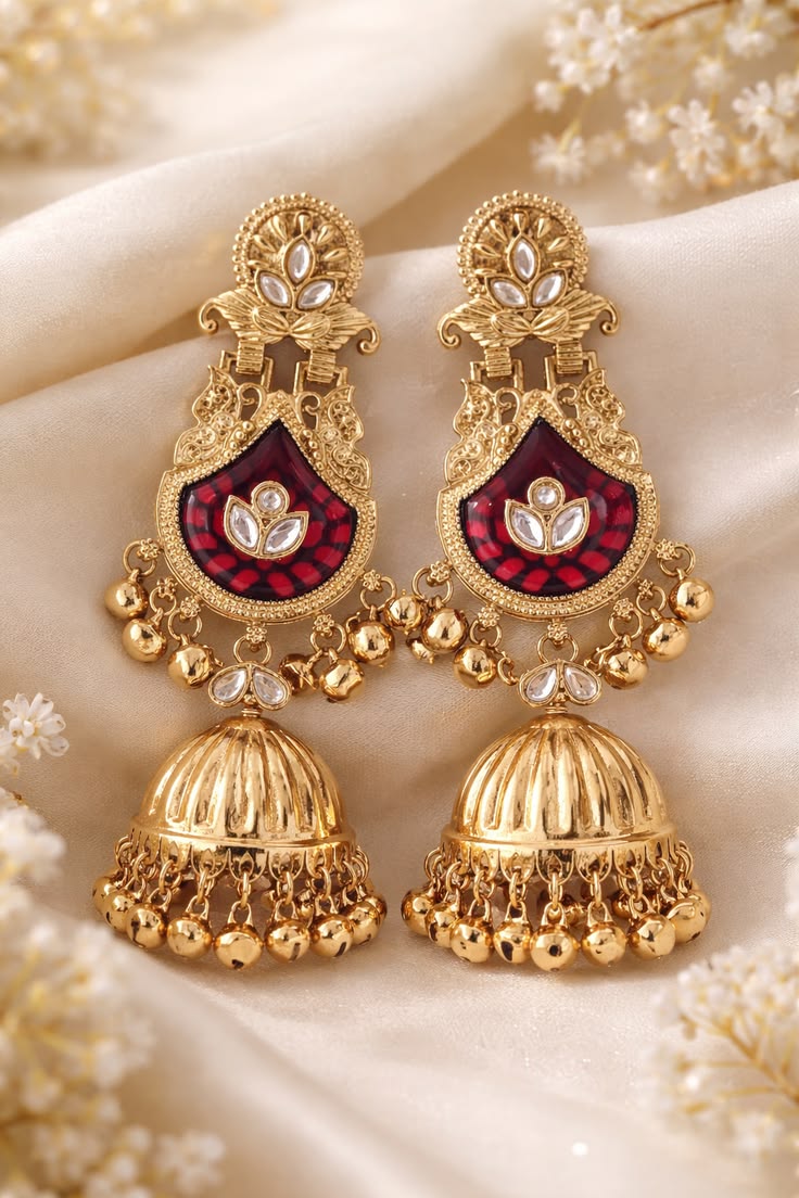 Gold jhumka earrings