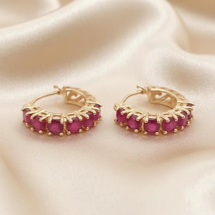 Ruby hoop earrings