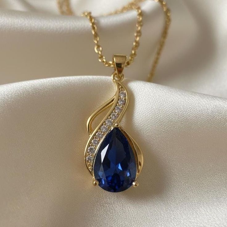 Sapphire teardrop pendant