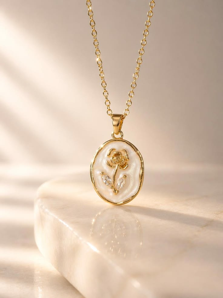 Floral enamel pendant